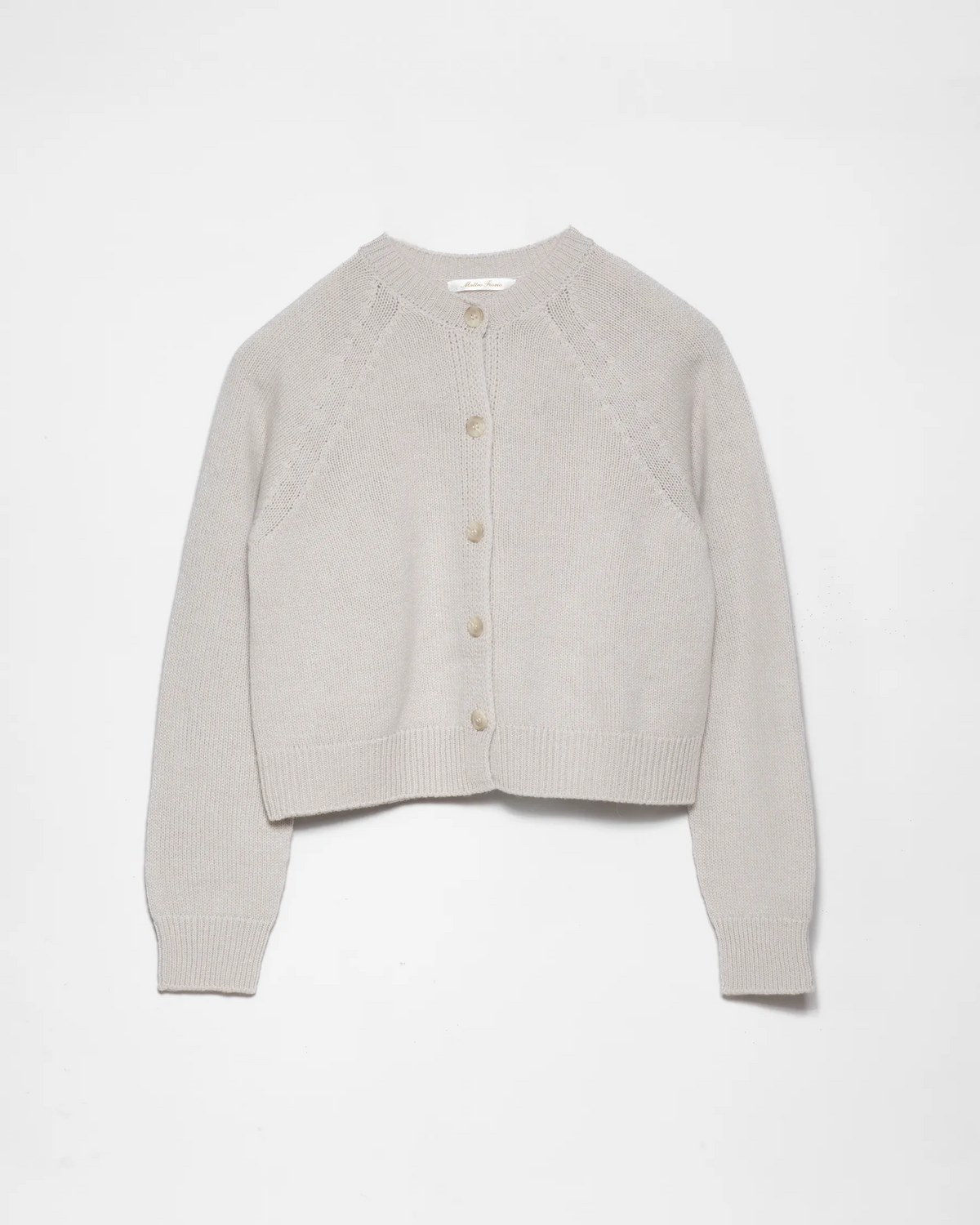 Cardigan corto in lana merino e cashmere colore Blu, made in Italy. Brand Matteo Fiorio Maglieria