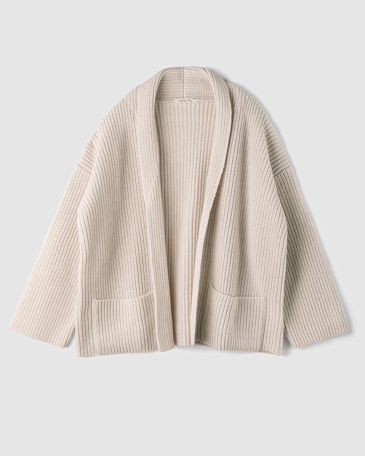 Cardigan Pesante con lavorazione a coste in lana merino e cashmere, made in Italy. Brand Matteo Fiorio Maglieria