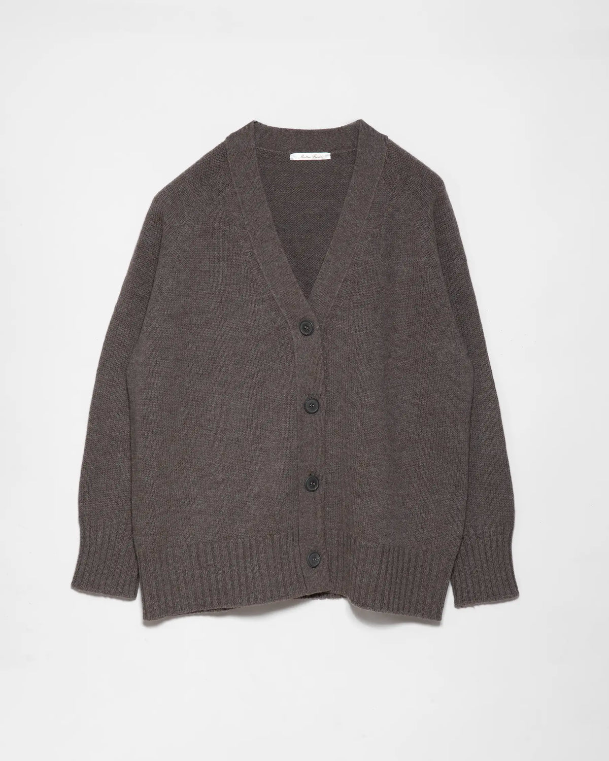 Cardigan lungo Donna in Lana Merino e Cashmere colore Marrone, made in Italy. Brand Matteo Fiorio Maglieria.