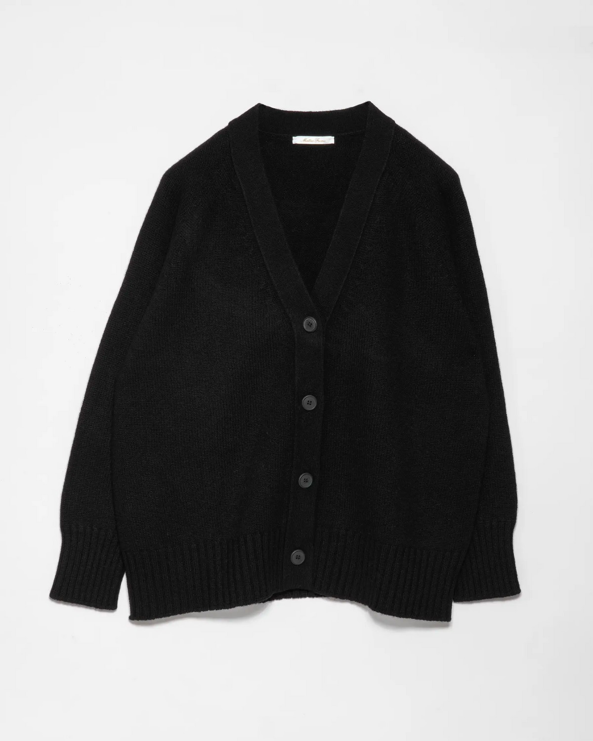 Cardigan lungo Donna in Lana Merino e Cashmere colore Nero, made in Italy. Brand Matteo Fiorio Maglieria.