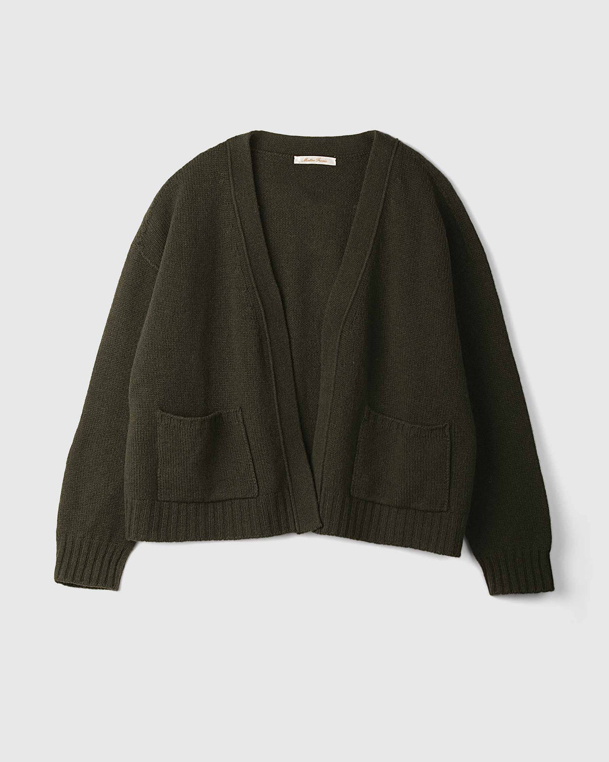 cardigan-scatolina-lana-e-cashmere-senza-bottoni-muschio-Matteo-Fiorio-Maglieria