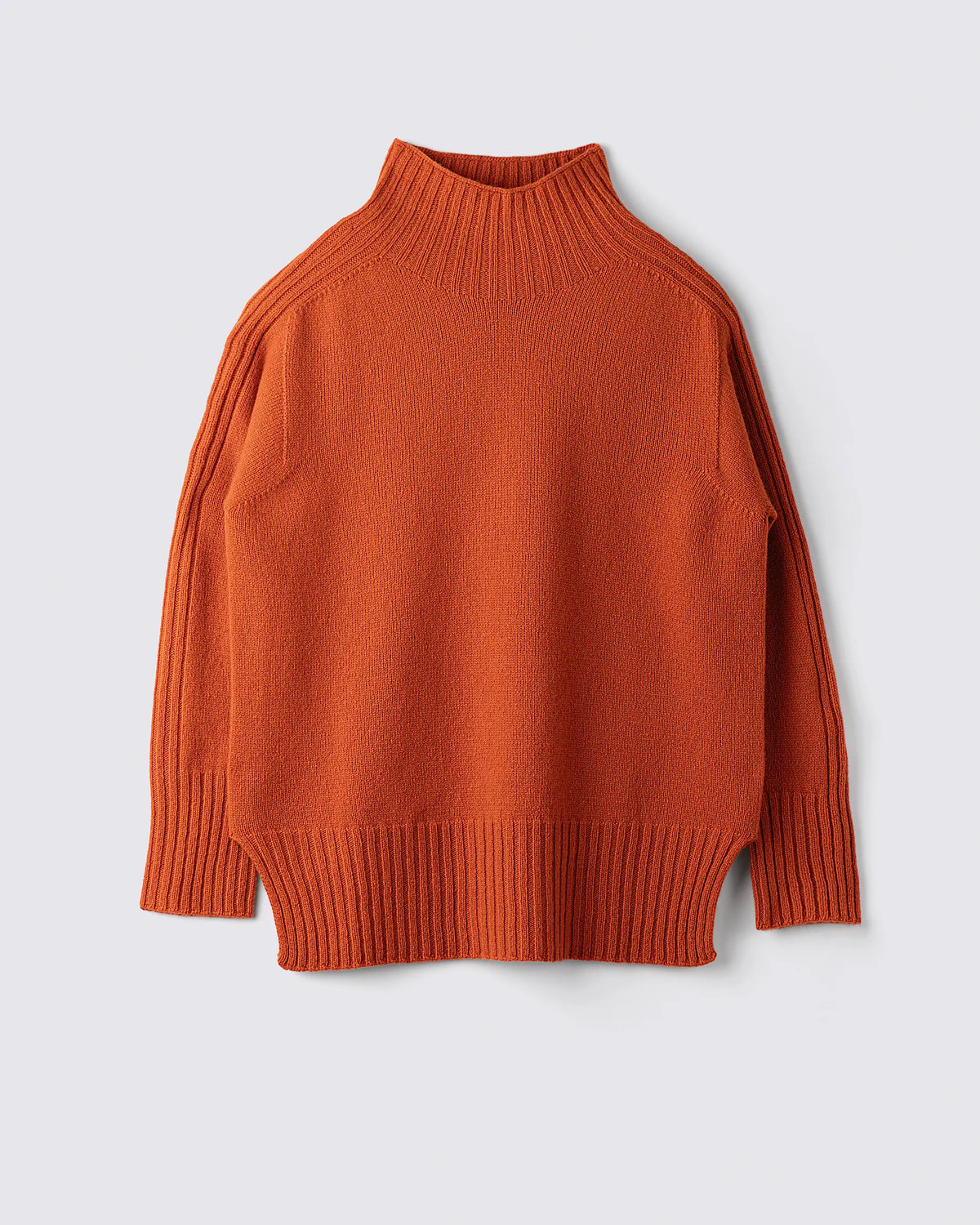 Dolcevita Donna con collo a vulcano lana merino e cashmere colore Arancione. Brand Matteo Fiorio Maglieria.