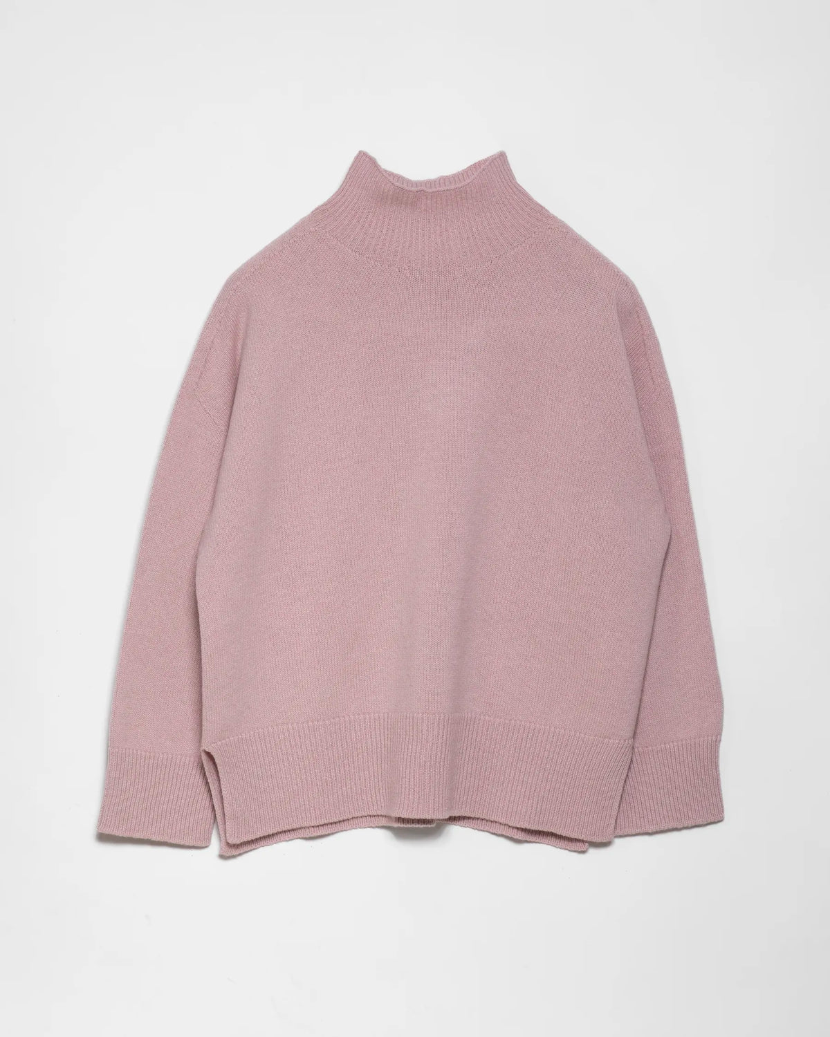 Maglione da donna con collo a lupetto  due fili in Lana e Cashmere colore Rosa. Brand Matteo Fiorio Maglieria