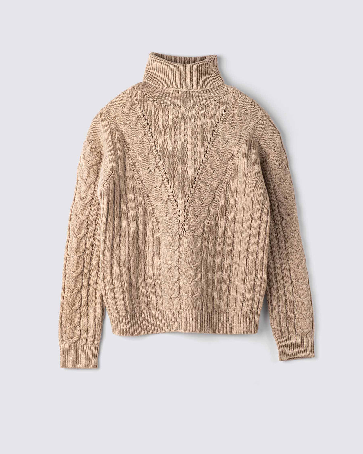 Dolcevita donna colore Beige in lana e Cashmere, made in Italy. Brand Matteo Fiorio Maglieria