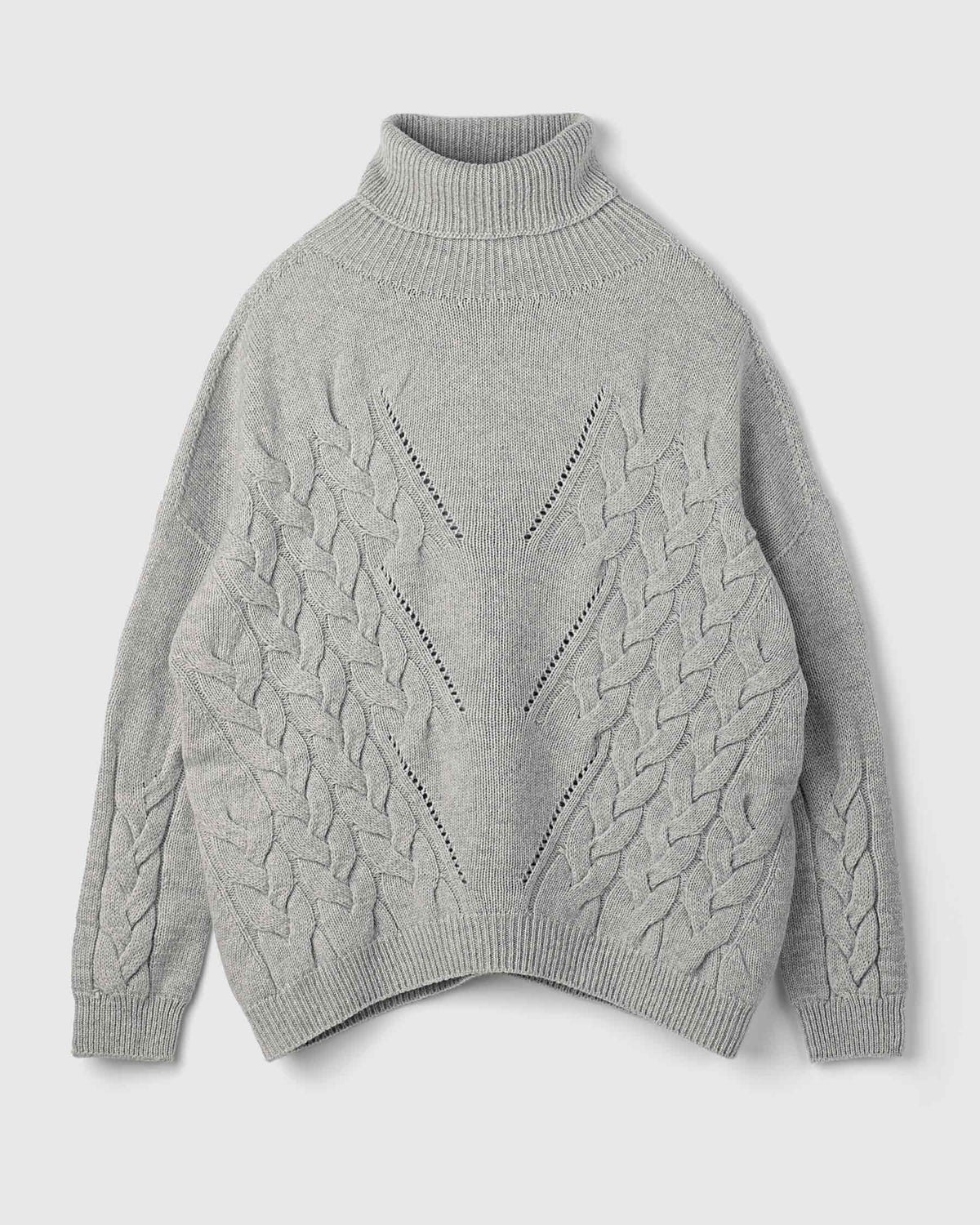 dolcevita-over-lana-merino-e-cashmere-con-treccia-grigio-chiaro-Matteo-Fiorio-Maglieria