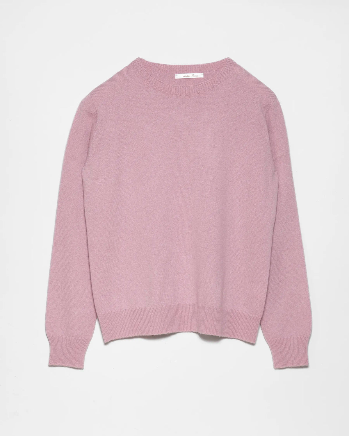 Girocollo donna a un filo in Puro Cashmere colore Rosa. Brand Matteo Fiorio Maglieria.
