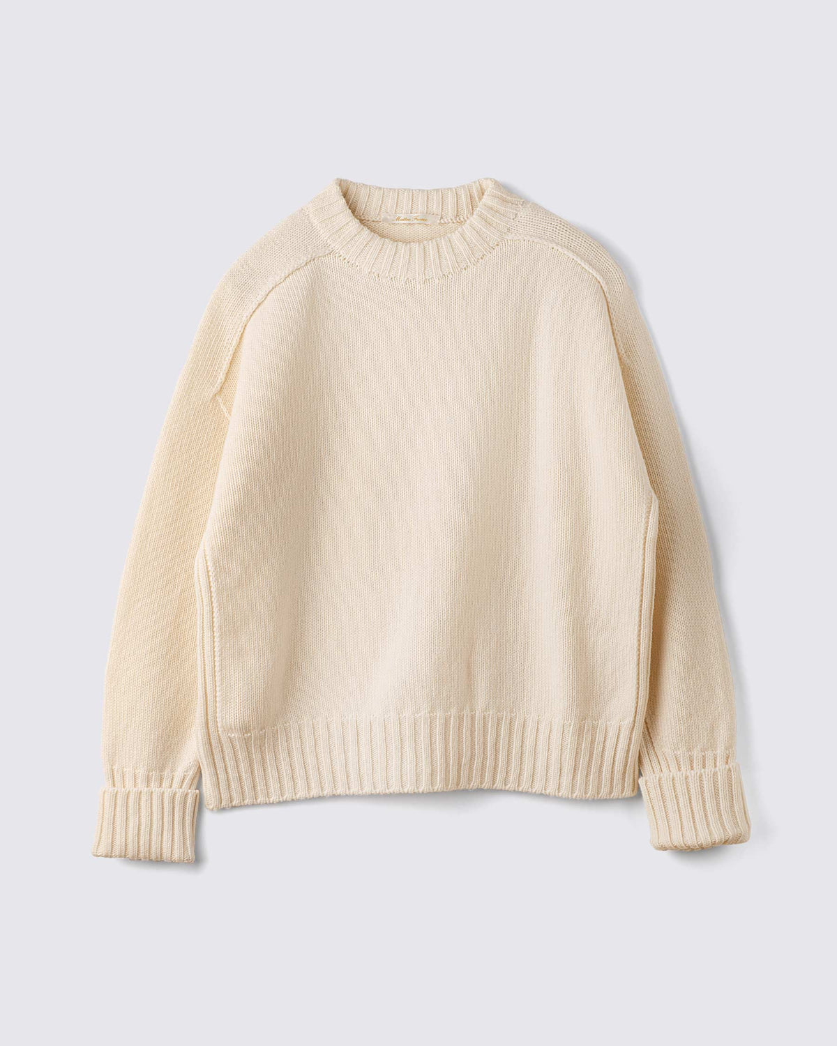 Girocollo donna pesante in Lana e Cashmere colore Bianco, made in Italy. Brand Matteo Fiorio Maglieria.