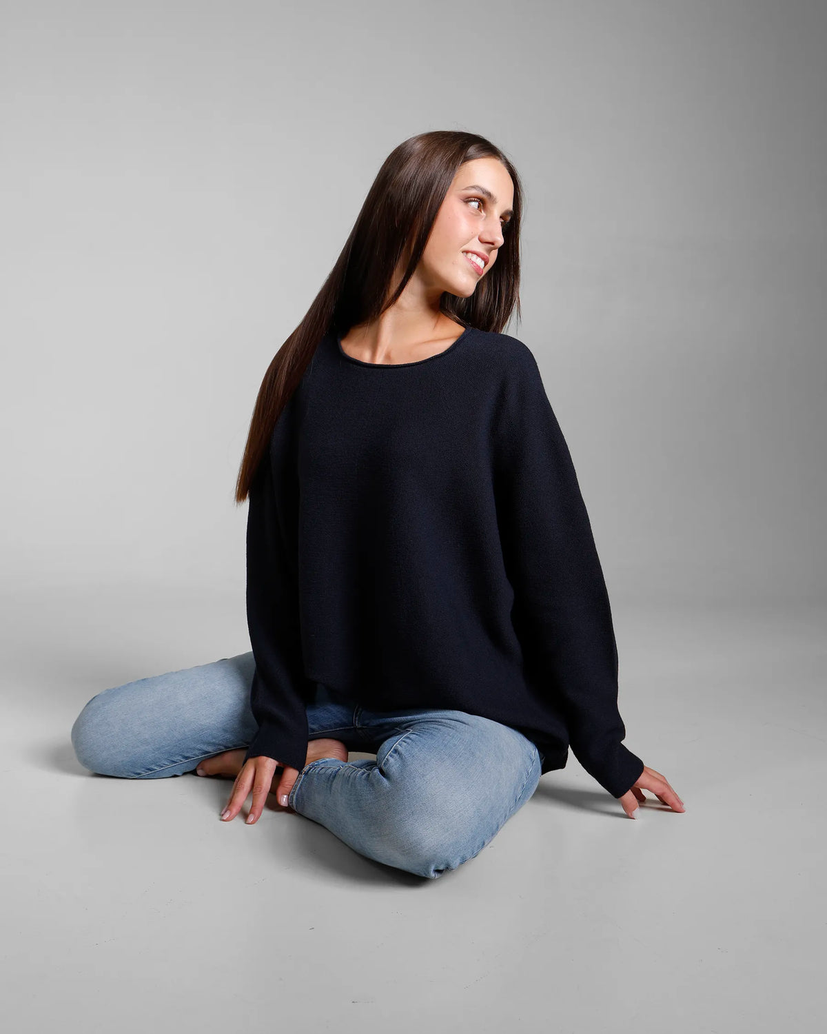 Maglia “ovetto” vestibilità over in pura lana merino