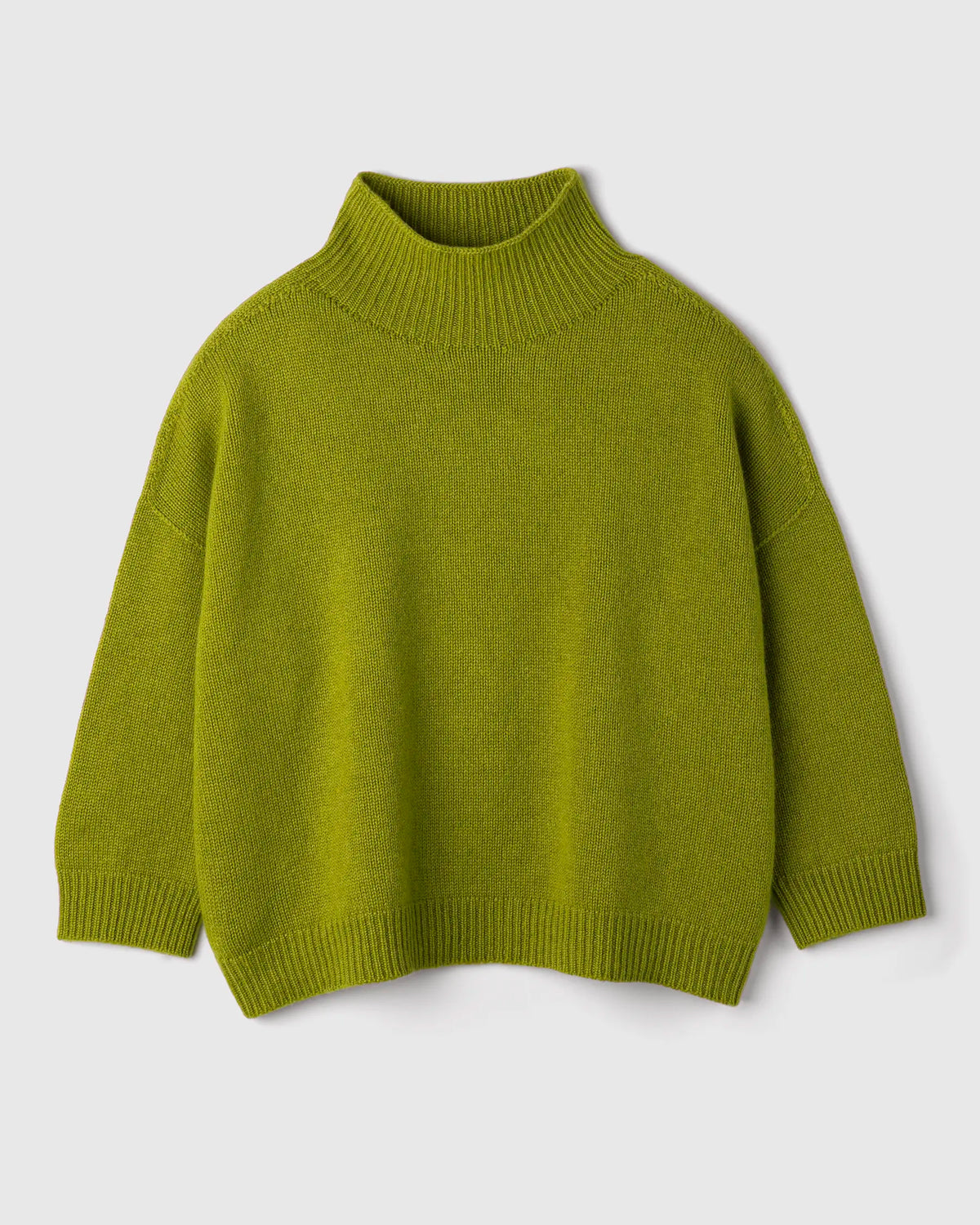 Maxi maglia lupetto donna in cashmere colore Oliva, collo a cratere oversize, Made in Italy - Matteo Fiorio Maglieria