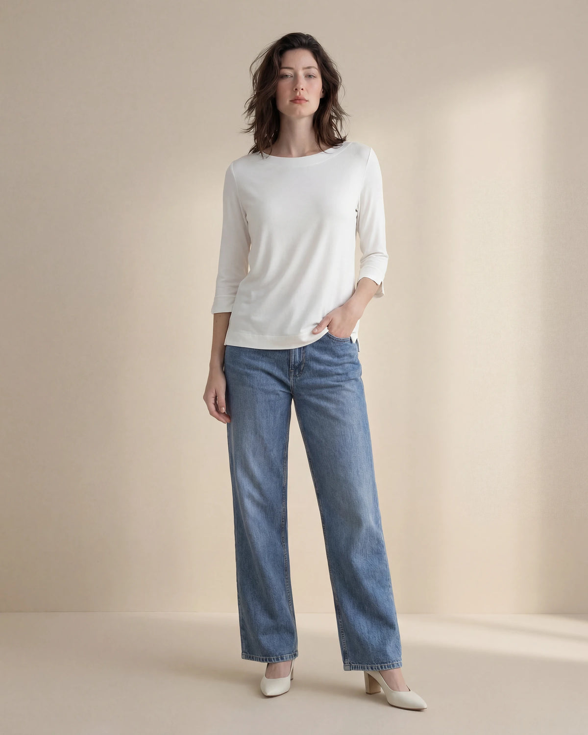 Basic collo barchetta manica 3/4