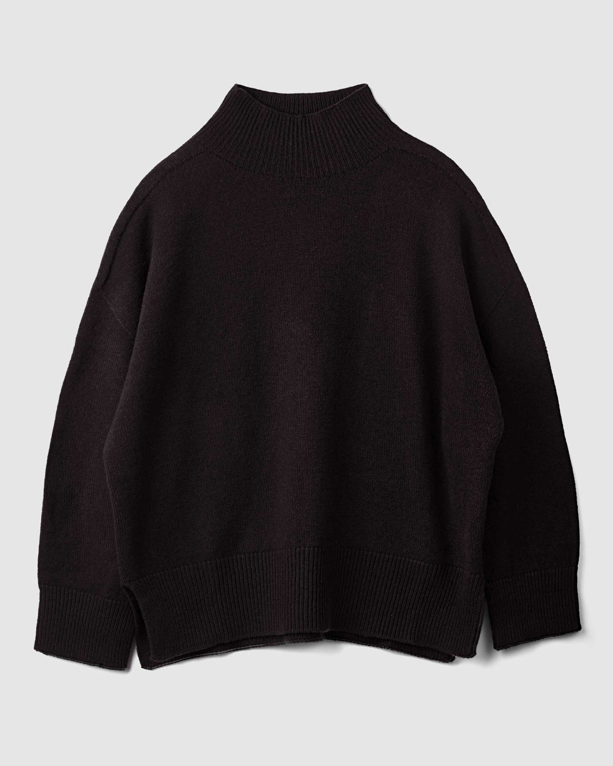 Lupetto donna in lana e cashmere colore Caffè, spacchi laterali, Made in Italy - Matteo Fiorio Maglieria