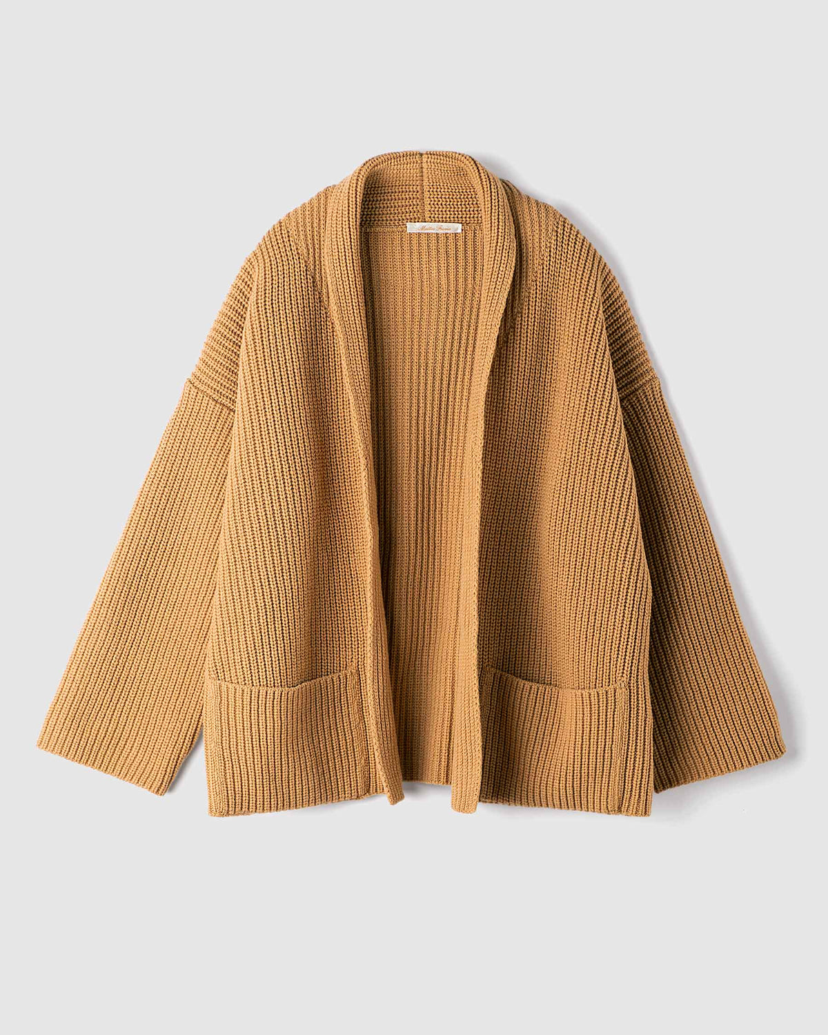 Cardigan Pesante con lavorazione a coste in lana merino e cashmere, made in Italy. Brand Matteo Fiorio Maglieria