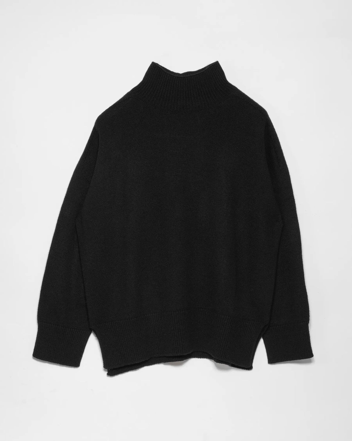 Maglione da donna con collo a lupetto  due fili in Lana e Cashmere colore Nero. Brand Matteo Fiorio Maglieria