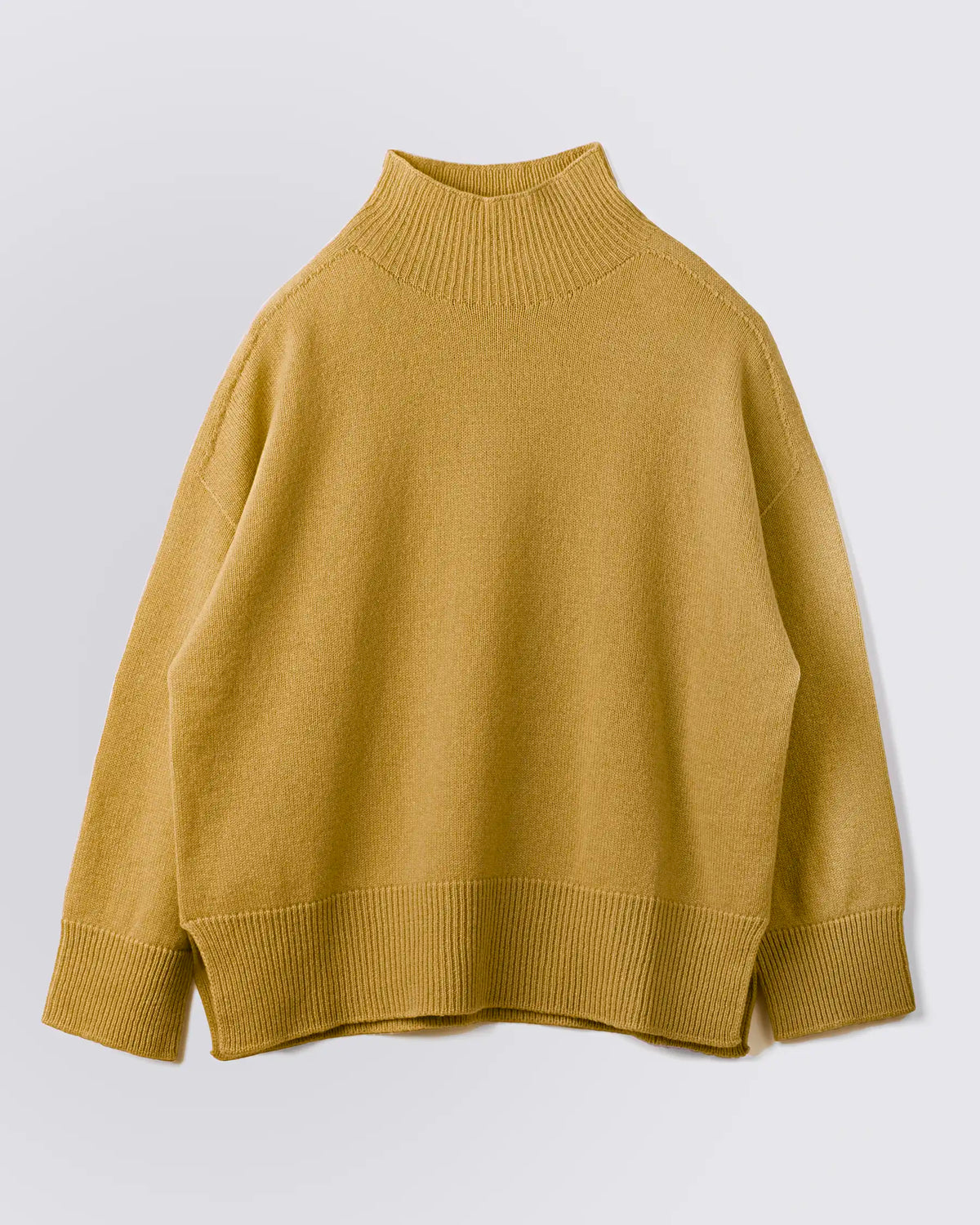 Lupetto donna in lana e cashmere colore Girasole, spacchi laterali, Made in Italy - Matteo Fiorio Maglieria
