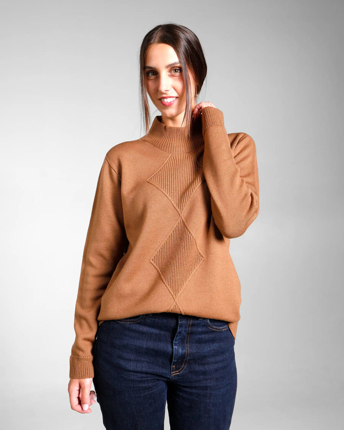 Lupetto con losanga pura lana merino