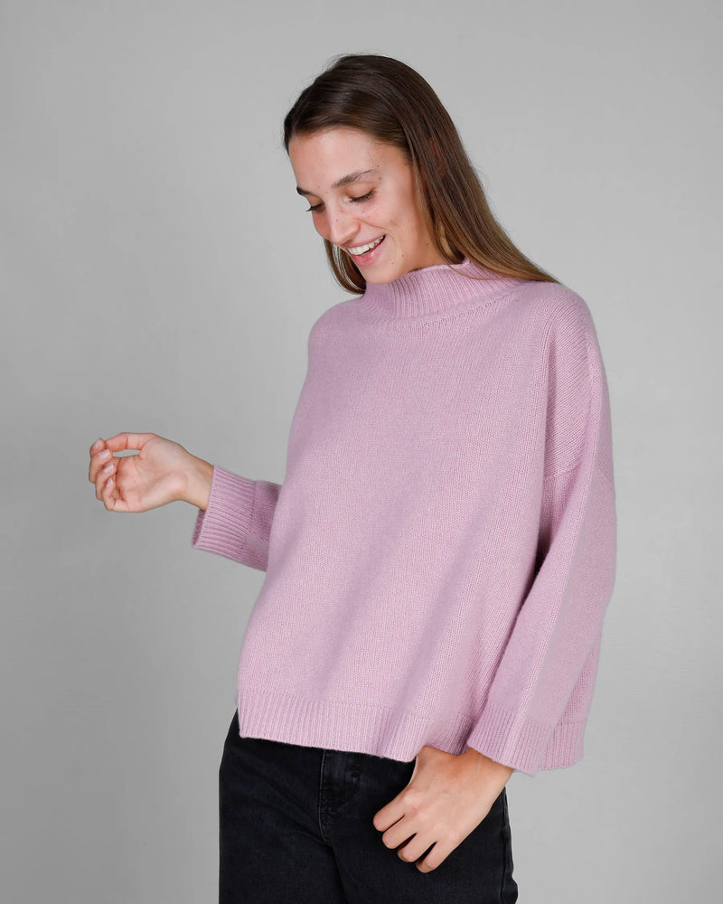 Maxi maglia Donna in puro Cashmere Colore Rosa, made in Italy. Brand Matteo Fiorio Maglieria