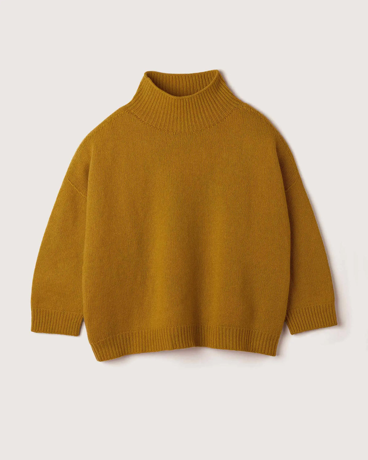 Maxi maglia lupetto donna in cashmere colore Girasole, collo a cratere oversize, Made in Italy - Matteo Fiorio Maglieria