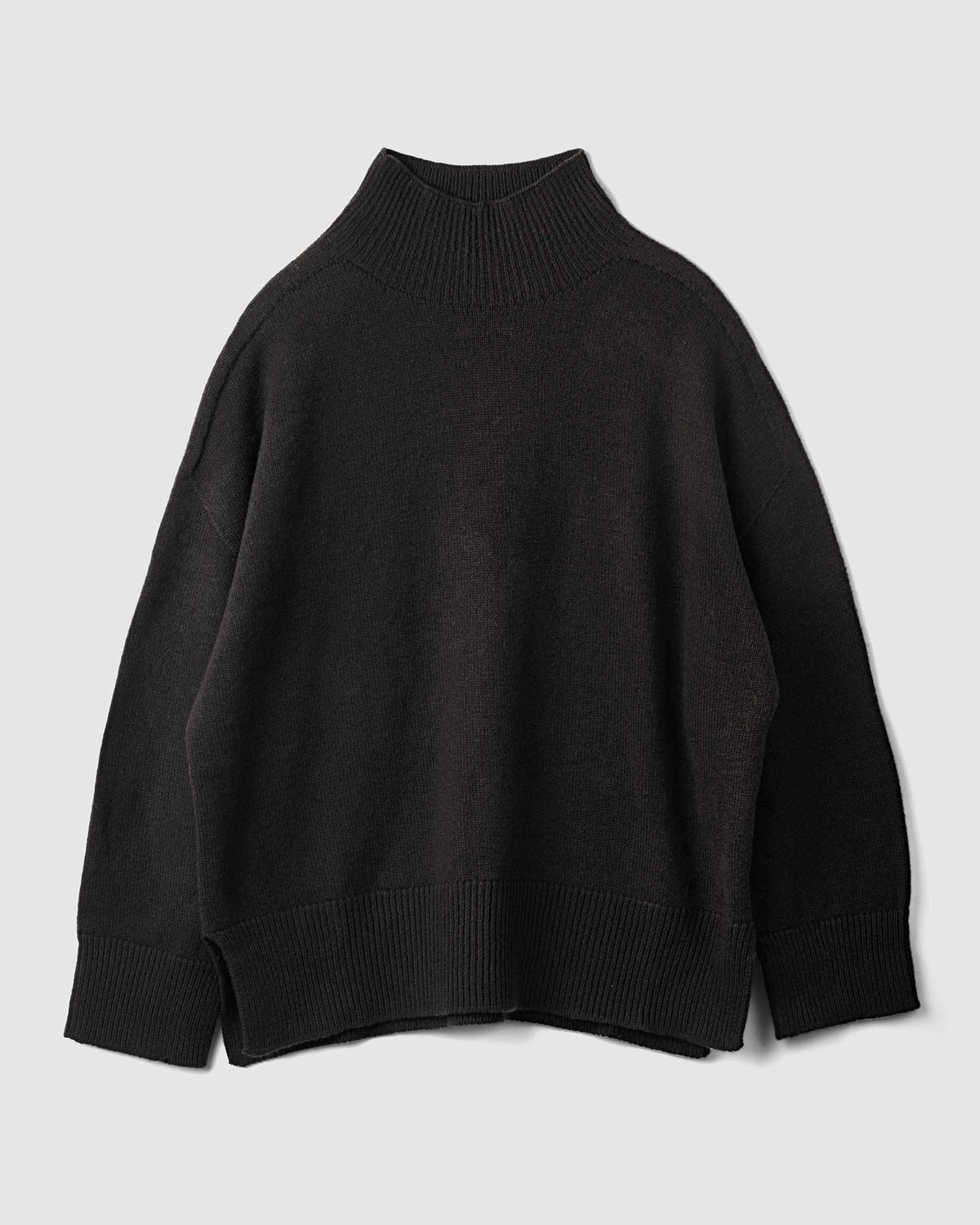 Lupetto donna in lana e cashmere colore Nero, spacchi laterali, Made in Italy - Matteo Fiorio Maglieria