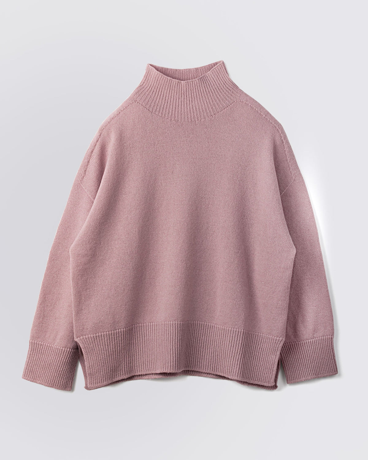 Lupetto donna in lana e cashmere colore Rosa Antico, spacchi laterali, Made in Italy - Matteo Fiorio Maglieria